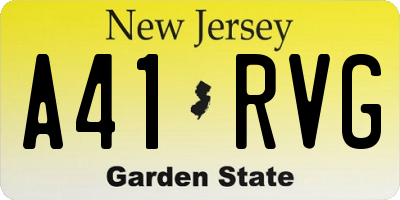 NJ license plate A41RVG