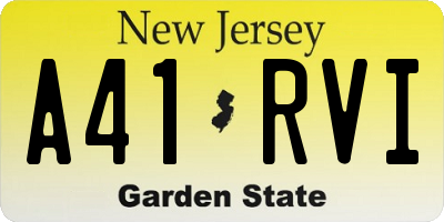 NJ license plate A41RVI
