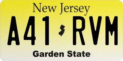 NJ license plate A41RVM