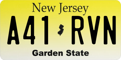 NJ license plate A41RVN