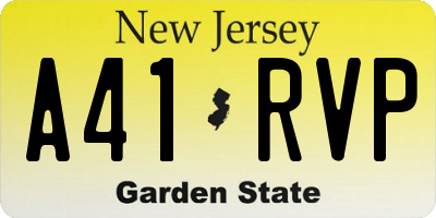 NJ license plate A41RVP