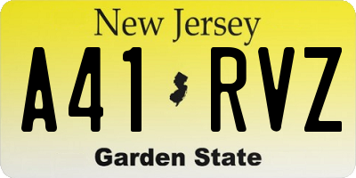 NJ license plate A41RVZ