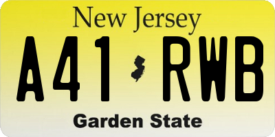 NJ license plate A41RWB