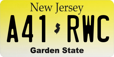 NJ license plate A41RWC