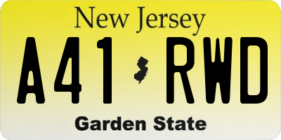 NJ license plate A41RWD