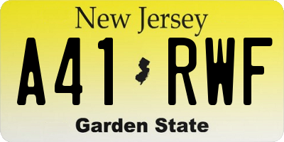 NJ license plate A41RWF