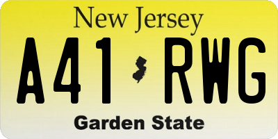 NJ license plate A41RWG