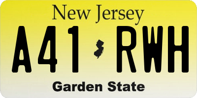 NJ license plate A41RWH