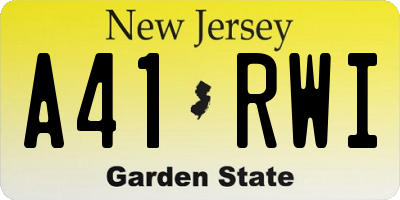 NJ license plate A41RWI