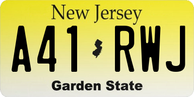 NJ license plate A41RWJ