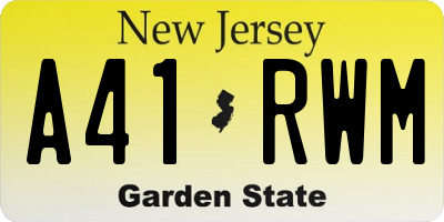 NJ license plate A41RWM