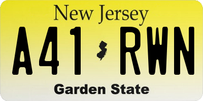 NJ license plate A41RWN