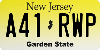 NJ license plate A41RWP