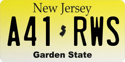 NJ license plate A41RWS