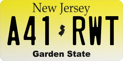 NJ license plate A41RWT