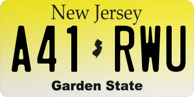 NJ license plate A41RWU