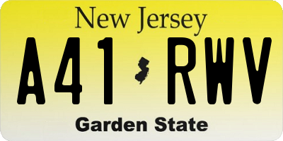 NJ license plate A41RWV