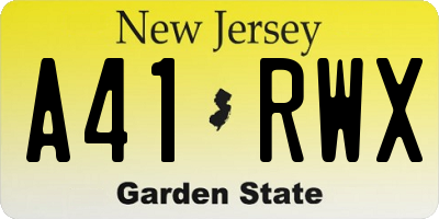 NJ license plate A41RWX