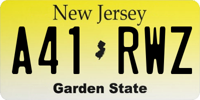 NJ license plate A41RWZ