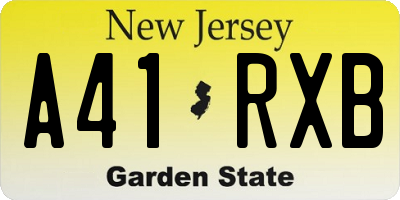 NJ license plate A41RXB