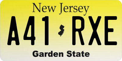 NJ license plate A41RXE