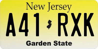 NJ license plate A41RXK