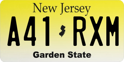 NJ license plate A41RXM