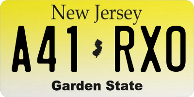 NJ license plate A41RXO