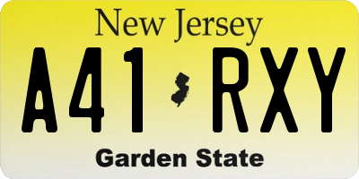 NJ license plate A41RXY