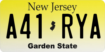NJ license plate A41RYA