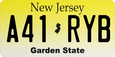 NJ license plate A41RYB