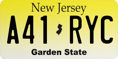 NJ license plate A41RYC