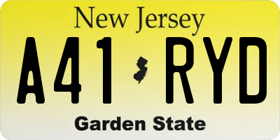 NJ license plate A41RYD