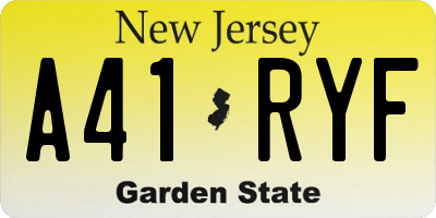 NJ license plate A41RYF