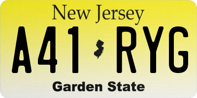 NJ license plate A41RYG