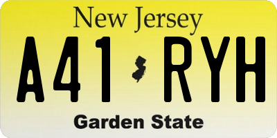 NJ license plate A41RYH