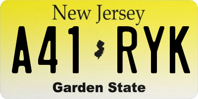 NJ license plate A41RYK
