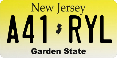 NJ license plate A41RYL