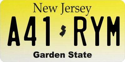 NJ license plate A41RYM