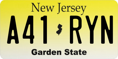 NJ license plate A41RYN