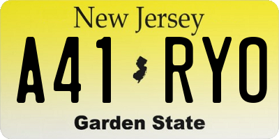 NJ license plate A41RYO