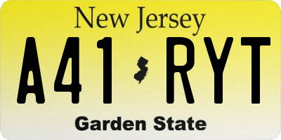 NJ license plate A41RYT