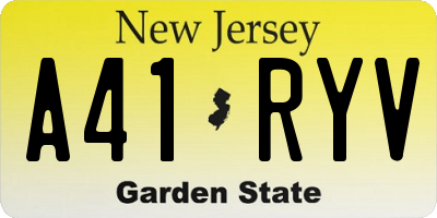 NJ license plate A41RYV