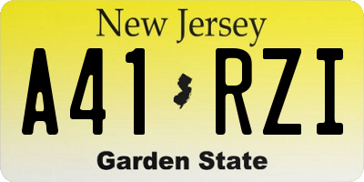 NJ license plate A41RZI