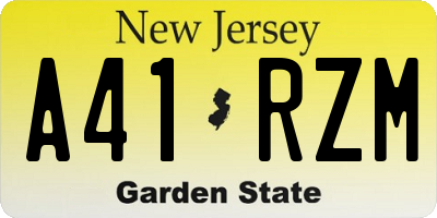 NJ license plate A41RZM
