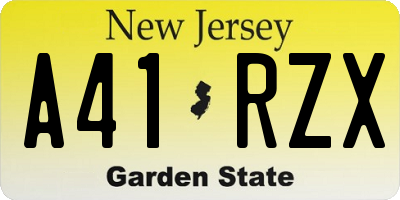 NJ license plate A41RZX