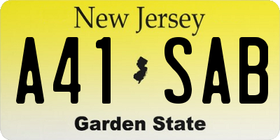 NJ license plate A41SAB