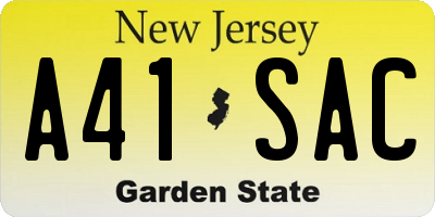 NJ license plate A41SAC
