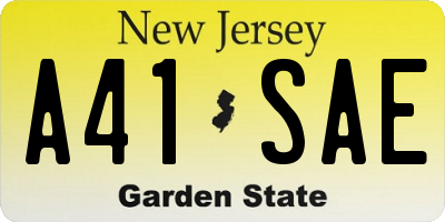 NJ license plate A41SAE