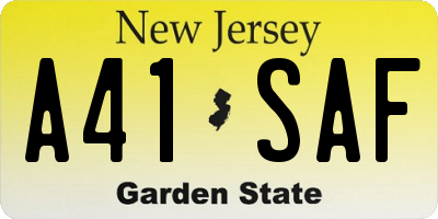 NJ license plate A41SAF
